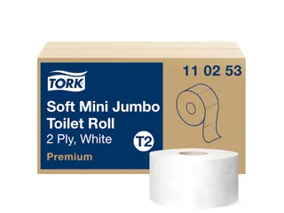 Toiletpapier Tork Mini Jumbo T2 premium 2-laags 170mtr wit 110253 - 1