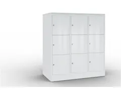 lockerkast 1255x1150x640mm 3x3 vakken RAL7035 front RAL7035 sokkel