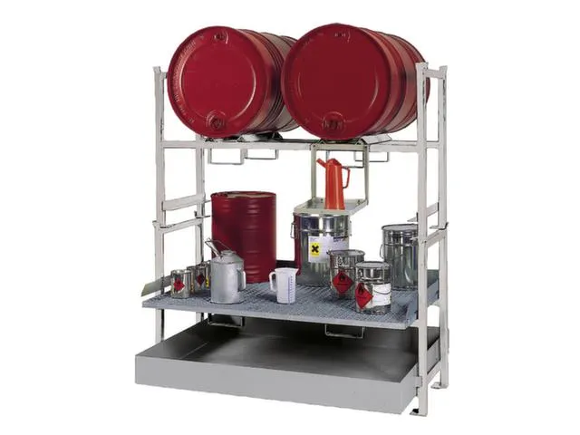 Complete Aanbieding Stapelframes 2x200l Opvangbak Rooster Verzinkt