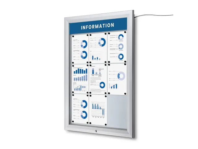 Outdoor mededelingenbord 9x A4 met logopaneel LED verlicht