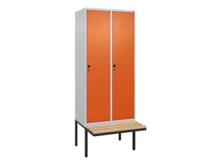 locker met bank,HxBxD 2120x800x815mm,2vak,vak B 400mm,draaigrendel - 1
