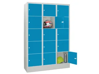 lockerkast,HxBxD 1850x1200x500mm,3x5vakken,RAL7035,front RAL5012 - 2