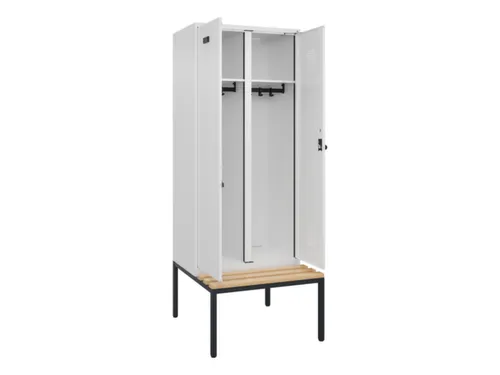locker met bank,voor scheiding van kleding,HxBxD 2120x800x815mm,2vak