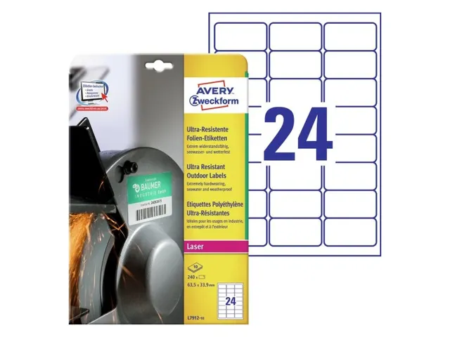 Etiket Avery Zweckform L7912-10 63.5x33.9mm polyethyleen wit 240 stuks
