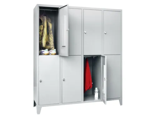 lockerkast,HxBxD 1850x1600x500mm,4x2vakken,RAL7035,front RAL6011