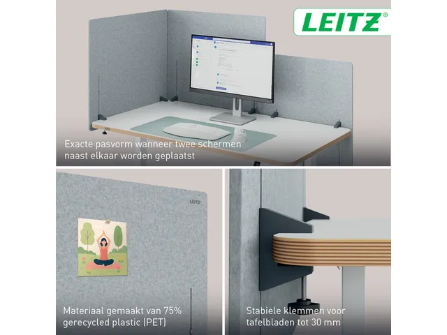 Bureauscherm Leitz in hoogte verstelbaar 70x80cm