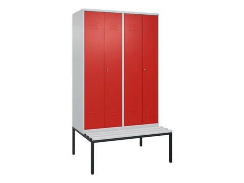 PBM-locker met bank,HxBxD 2120x1200x815mm,4vak,vak B 300mm,cil.-slot
