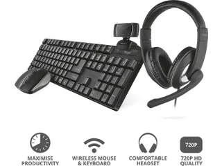 Qoby 4in1 Home Office set Azerty toetsenbord met muis en Webcam - 1
