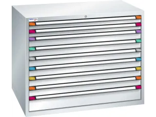 ladekast,HxBxD 1000x1205x695mm,9lade(n),RAL7035,front RAL7035 - 2