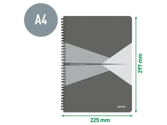 Cahier Leitz Office A4 ligné couverture PP gris/bleu