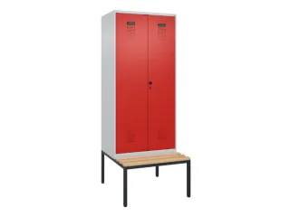 locker met bank,voor scheiding van kleding,HxBxD 2120x800x815mm,2vak - 2
