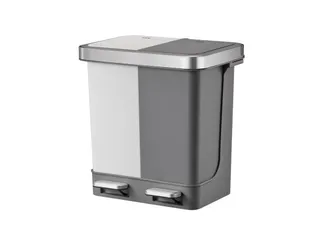 Hana Duo Recycling pedaalemmer 10+10 Liter Wit Grijs - 1