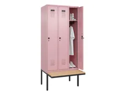 locker met bank,HxBxD 2120x900x815mm,3vak,vak B 300mm,draaigrendel