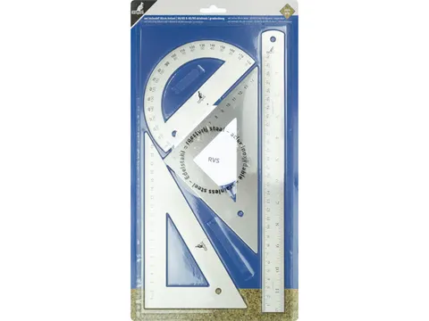 Liniaal set Kangaro, RVS 4 delig.