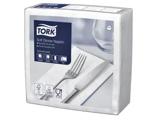 Servetten Tork 477579 Soft dinner 3-laags 39x39cm wit 100st. - 2