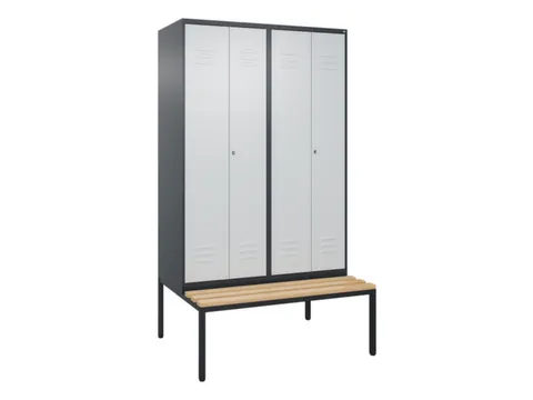 PBM-locker met bank,HxBxD 2120x1200x815mm,4vak,vak B 300mm,cil.-slot
