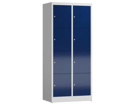 Lockerkast 1800x800x500mm 2x4 vakken cilinderslot, sokkel, RAL5010