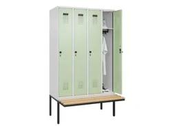 locker met bank,HxBxD 2120x1200x815mm,4vak,vak B 300mm,draaigrendel