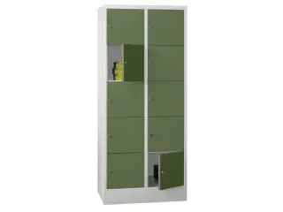 lockerkast,HxBxD 1850x800x500mm,2x5vakken,RAL7035,front RAL6011 - 2