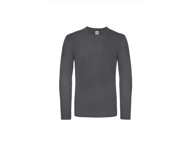 B&C E150 T-shirt met lange mouwen, donkergrijs, maat M, per stuk