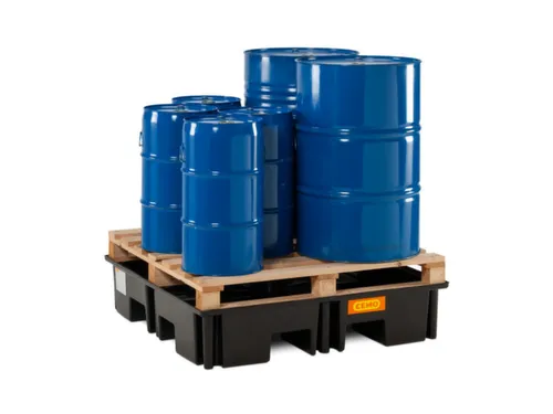 PE-opvangbak,v. 4x200l vat,opvangvol. 220l,HxBxD 260x1230x1230mm