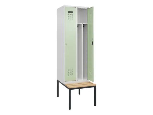 locker met bank,voor scheiding van kleding,HxBxD 2120x600x815mm,2vak
