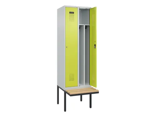 locker met bank,voor scheiding van kleding,HxBxD 2120x600x815mm,2vak
