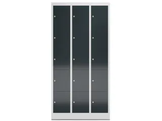 Lockerkast 1800x870x500mm 3x5 vakken cilinderslot, sokkel, RAL7016 - 2