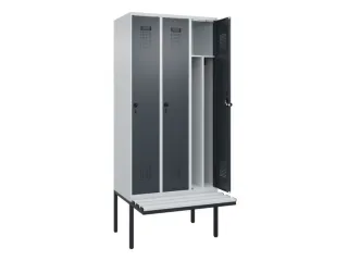 locker met bank,voor scheiding van kleding,HxBxD 2120x900x815mm,3vak - 1