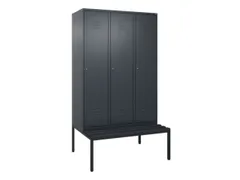 locker met bank,HxBxD 2120x1200x815mm,3vak,vak B 400mm,cil.-slot