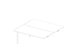 aanbouwtafel,v. benchtafel m. 4-voet,HxBxD 730x1600x1600mm,blad wit