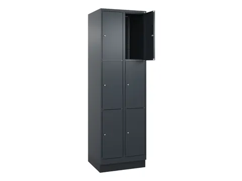 lockerkast,HxBxD 1950x600x500mm,2x3vakken,vak B 300mm,cil.-slot,sokkel