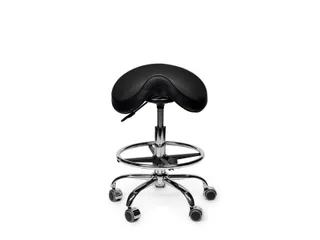 Premium zadelkruk zwart laag met voetring - 2