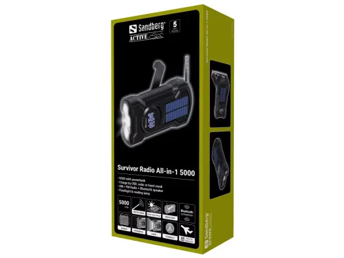 421-03 Survivor Radio AIO Powerbank Lithium Ionen 5.000 mA zwart