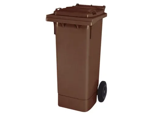 Vuilcontainer PE 80 liter HxBxD 930x448x530mm met wielen bruin