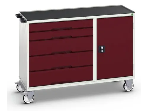 montagetafel 965x1300x550mm staalblad 5 laden kast front RAL3004