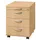 Mobiel Ladenblok Beuken 590x430x580mm Pennenlade 3laden Beugelgreep