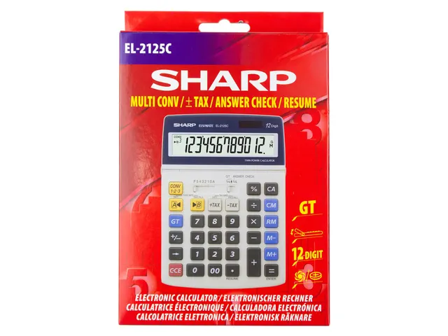 Calculator Sharp EL2125C grijs desk 12 digit