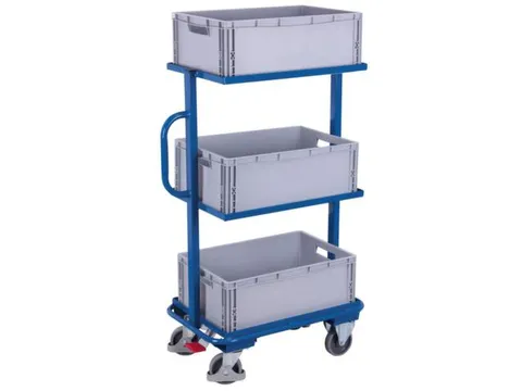 Bijzetwagen 200kg Open Frame Vast 3 Eurobakken 600x400mm Ral5010