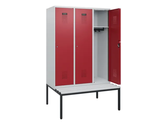 locker met bank,HxBxD 1950x1200x815mm,3vak,vak B 400mm,cilinderslot