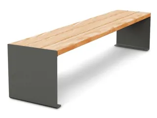 zitbank B 1800mm 3latten zitting licht eikenhout H 450mm staal grijs - 1