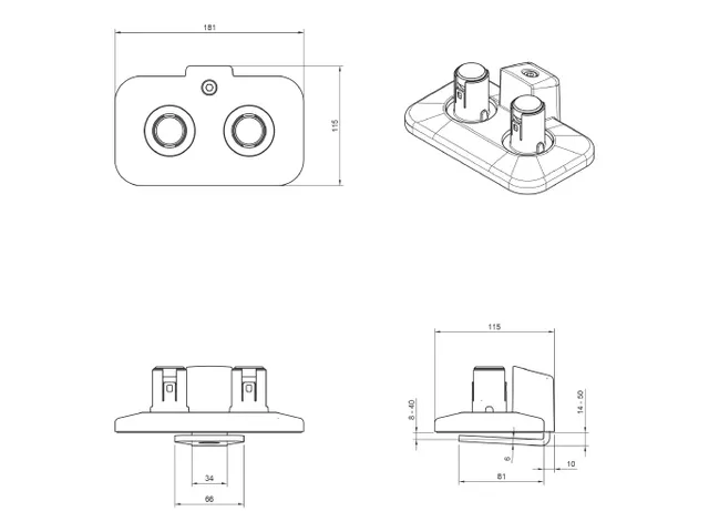 Viewprime top access bureauklem voor dubbele Monitorarm 65.210 Wit