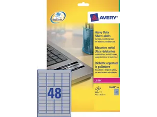 Inventaris Etiket Avery L6009-20 45.7x21.2mm Zilver 960 stuks - 2