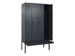 locker met bank,voor scheiding van kleding,HxBxD 2120x1200x815mm,4vak