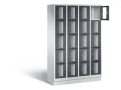 Lockerkast 1800x1190x500mm 4x5 vakken Cilinderslot, Sokkel, RAL7021