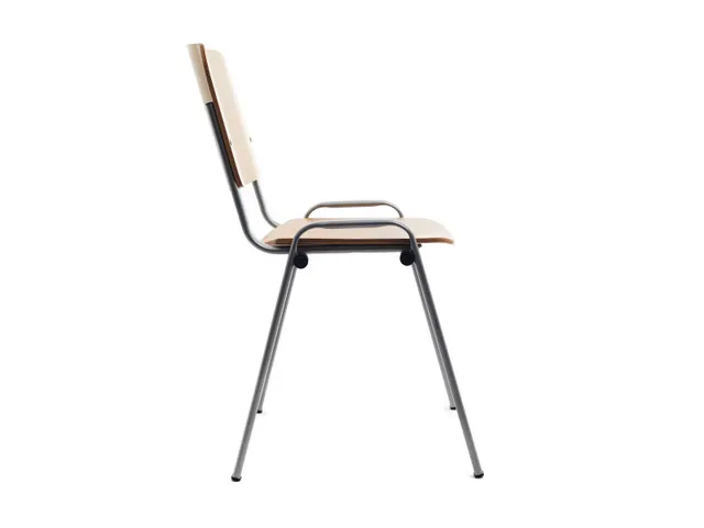 Chaise empilable bois nature dossier droit 4 pieds acier plat RAL9006