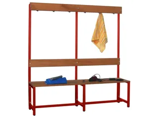 Omkleedbank LxB 1500x400mm Houten Latten Haken Enkelzijdig RAL3000 - 2