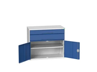 ladekast HxBxD 900x1050x550mm 2laden 2deuren RAL7035 front RAL5010 - 1