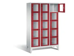 Lockerkast 1850x1200x500mm 3x5 vakken Cilinderslot Poten, RAL3003
