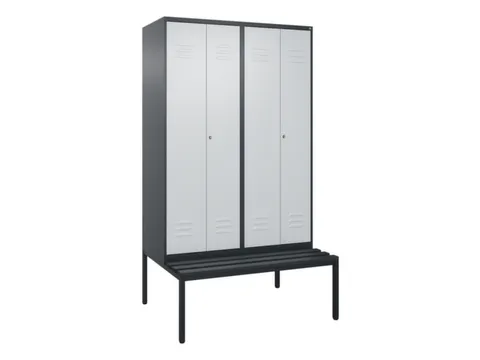 PBM-locker met bank,HxBxD 2120x1200x815mm,4vak,vak B 300mm,cil.-slot
